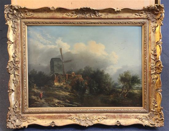 Edward Charles Williams (1807-1881) Cottage and windmill in a landscape 15 x 21in.